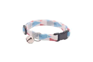 Gray, Blue & Red Geometric Triangles Cat Collar