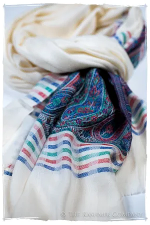 Graziella Frontière Ivory Kashmir Wool Scarf