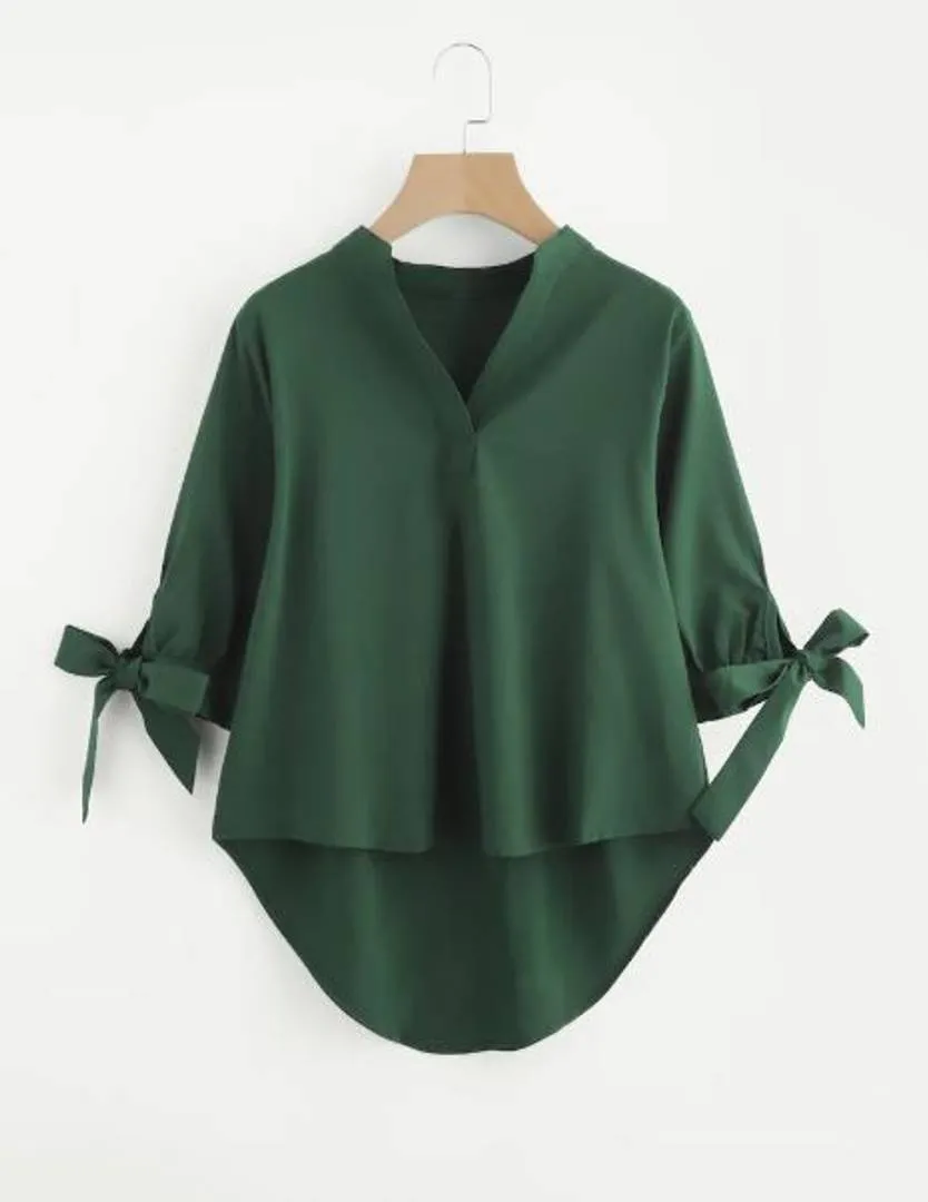 Green Hi- Low Hem Blouse Top