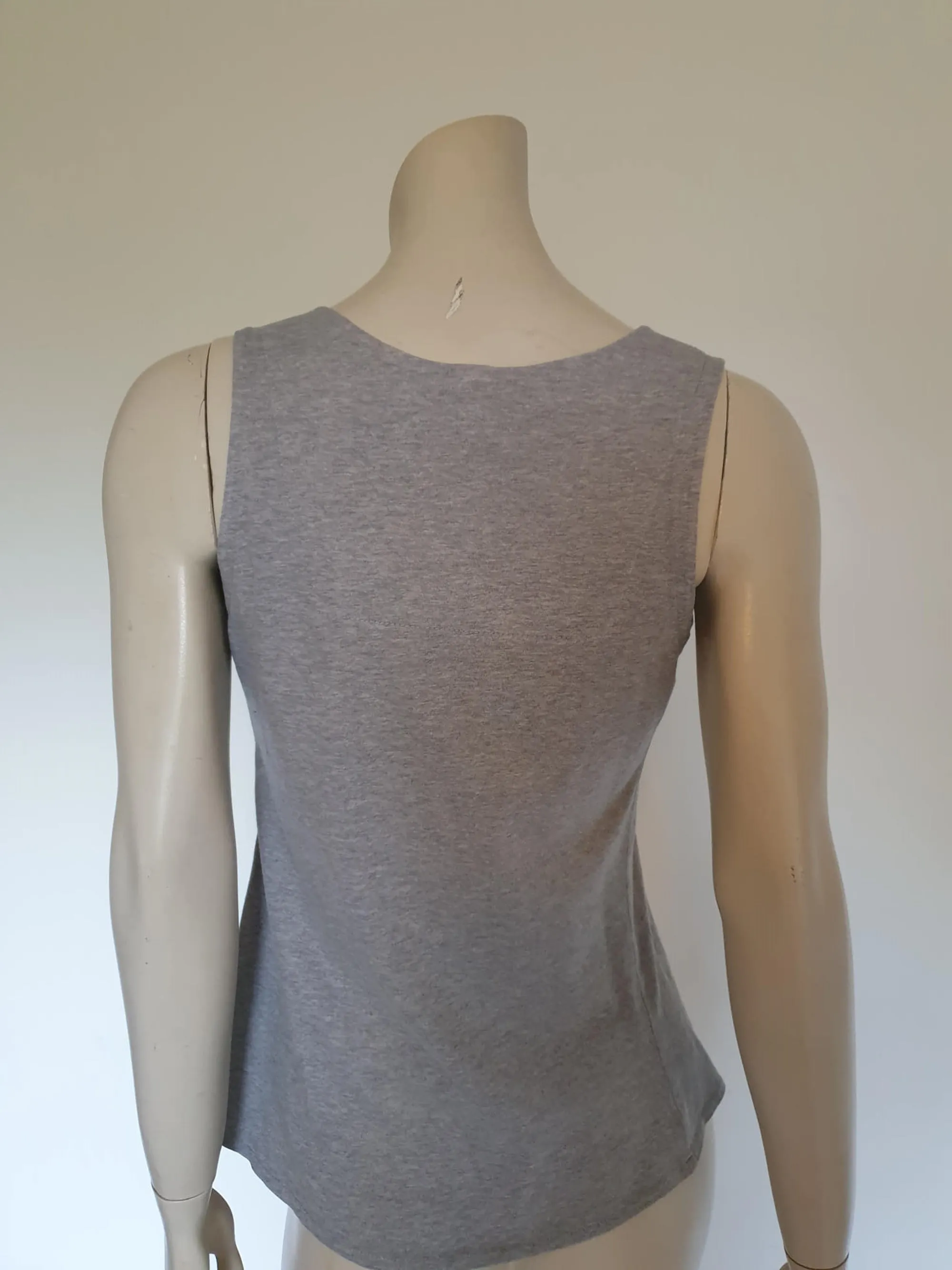 Grey Top With Floral Yoke by Mombasa - M