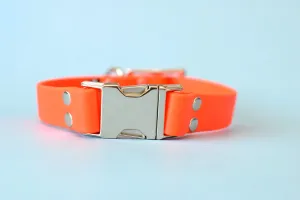 HARDWARE RETIREMENT SALE - Hot Orange & Nickel Biothane Dog Collar