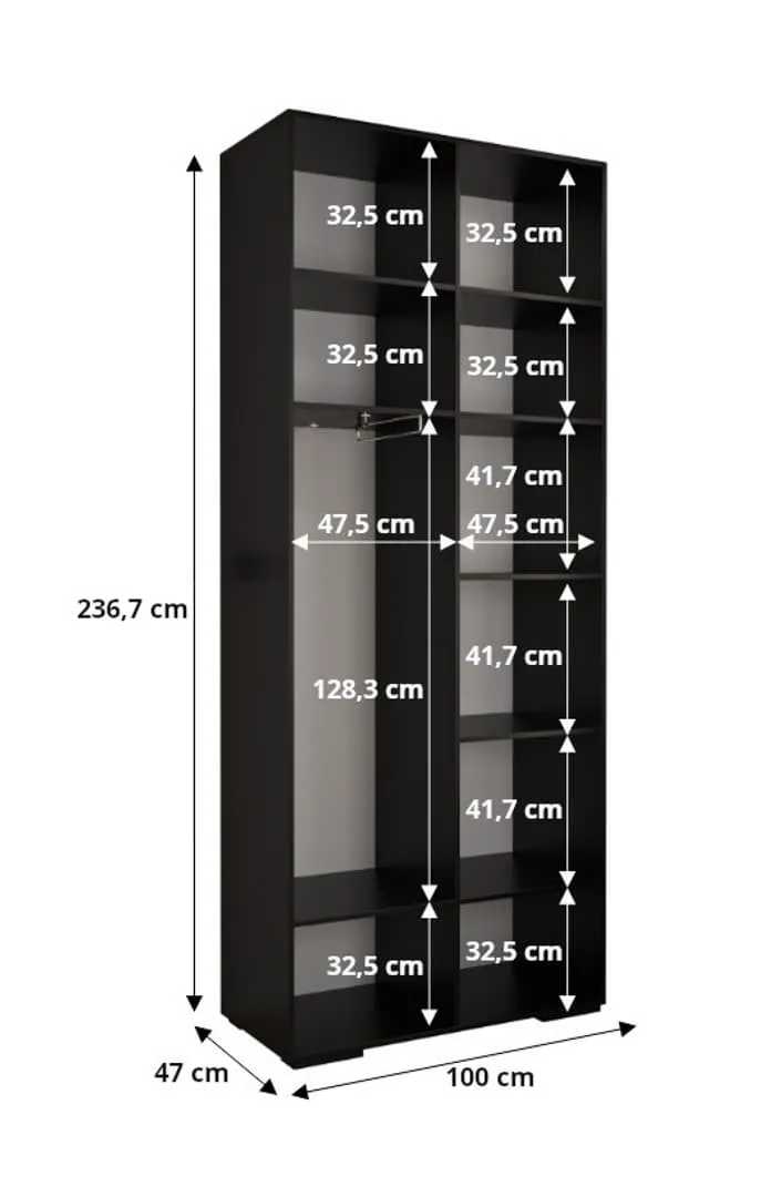 Inova IV Hinged Door Wardrobe 100cm