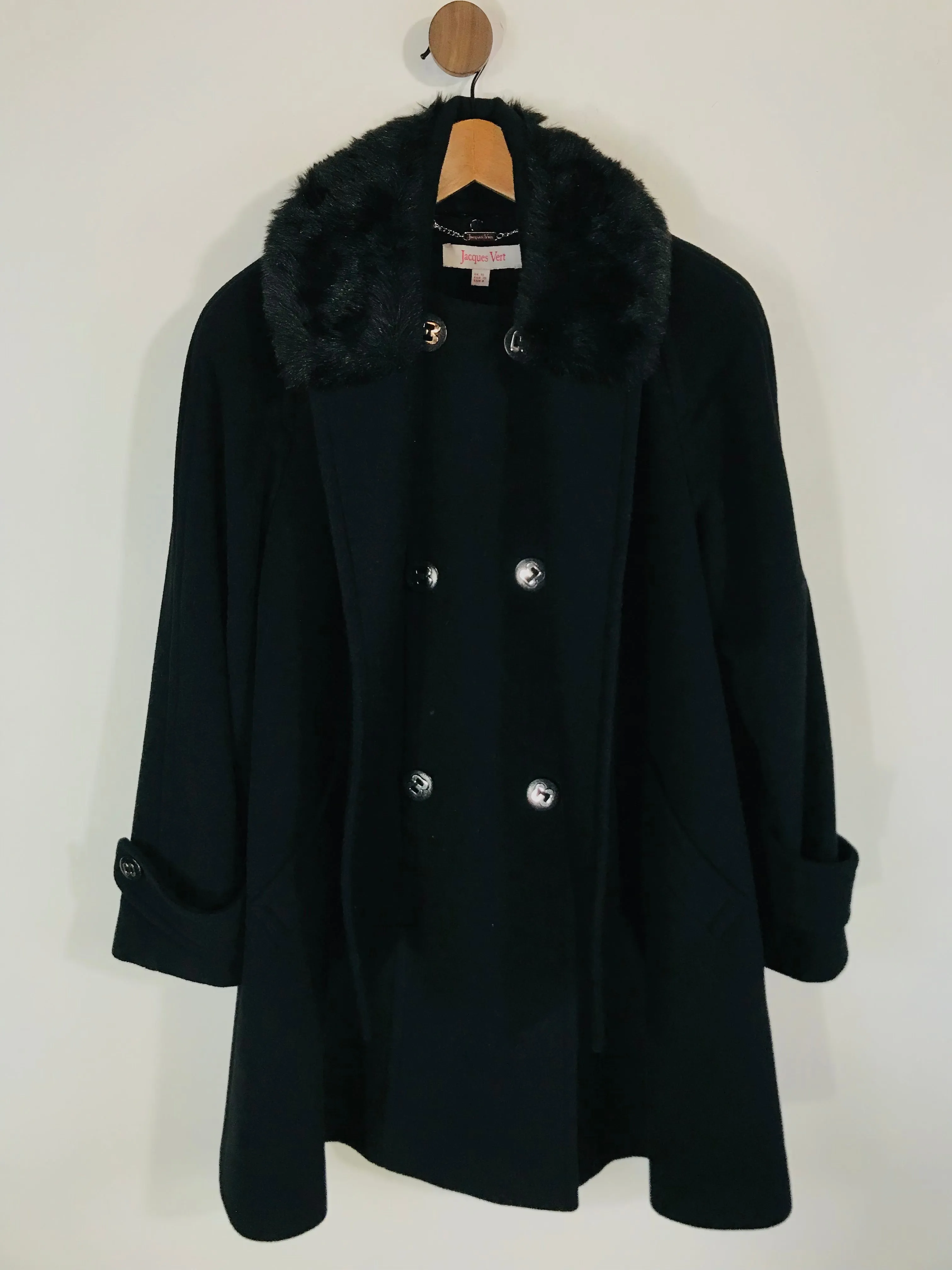 Jacques Vert Women's Wool Overcoat Coat | UK10 | Black