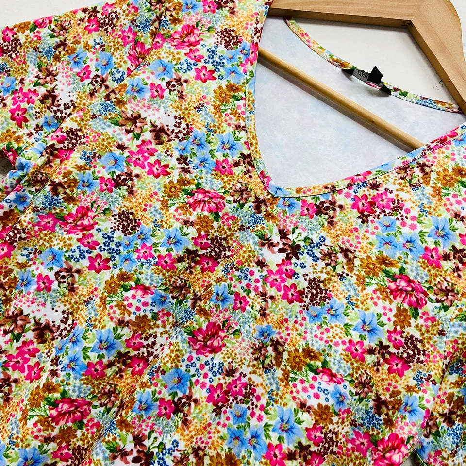 Ladies Short Sleeve Soft Floral Casual Top