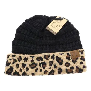 LEOPARD PRINT CC BEANIE TAIL BLACK