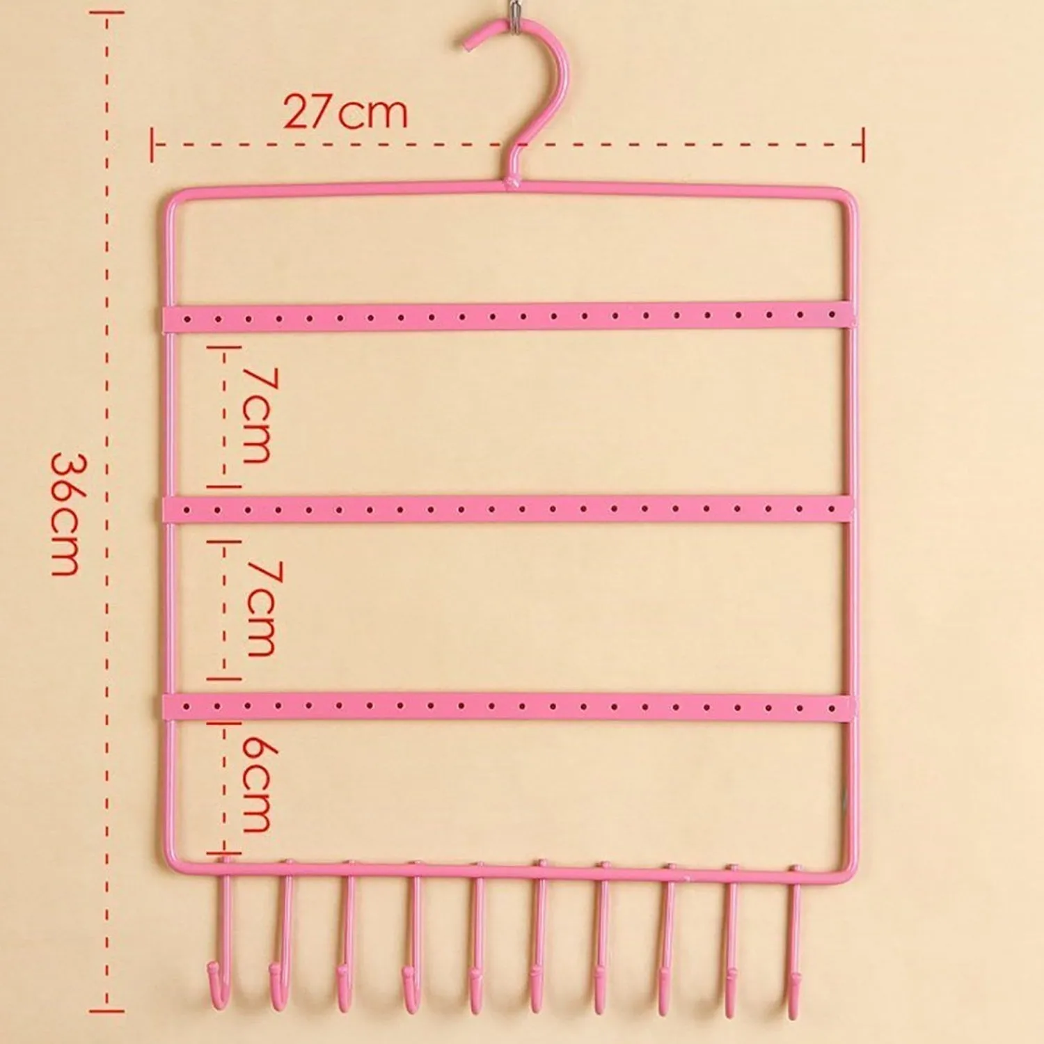 Lightweight & Wall Mounted Earrings Organizer / HANGER for Tangle Free Hanging for Women, 66 Holes - 10 Hooks (metal)