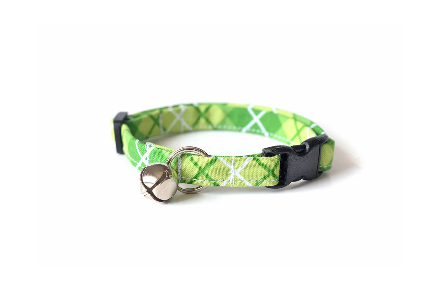 Lime Green Plaid Cat Collar