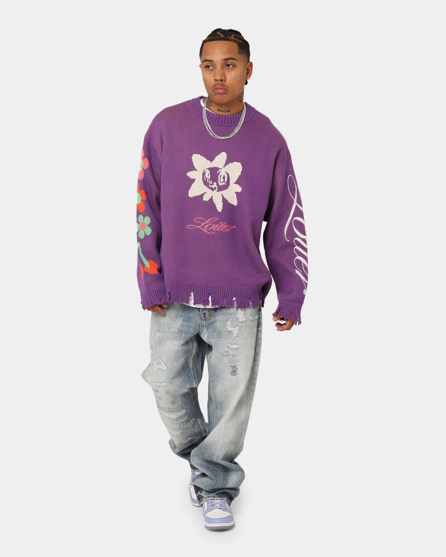 Loiter Flower Boi Knit Sweater Lilac