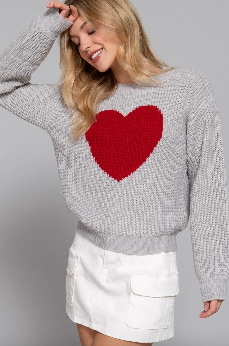 Londyn - Heart Sweater (Grey)