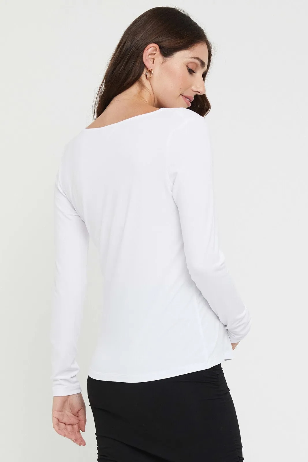 Long Sleeve Cowl Neck Maternity Top - White