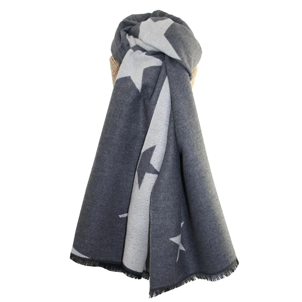 Lua - Cosy Knit Reversible Scarf - Stars - 190 x 65cms - 4 Colour Options