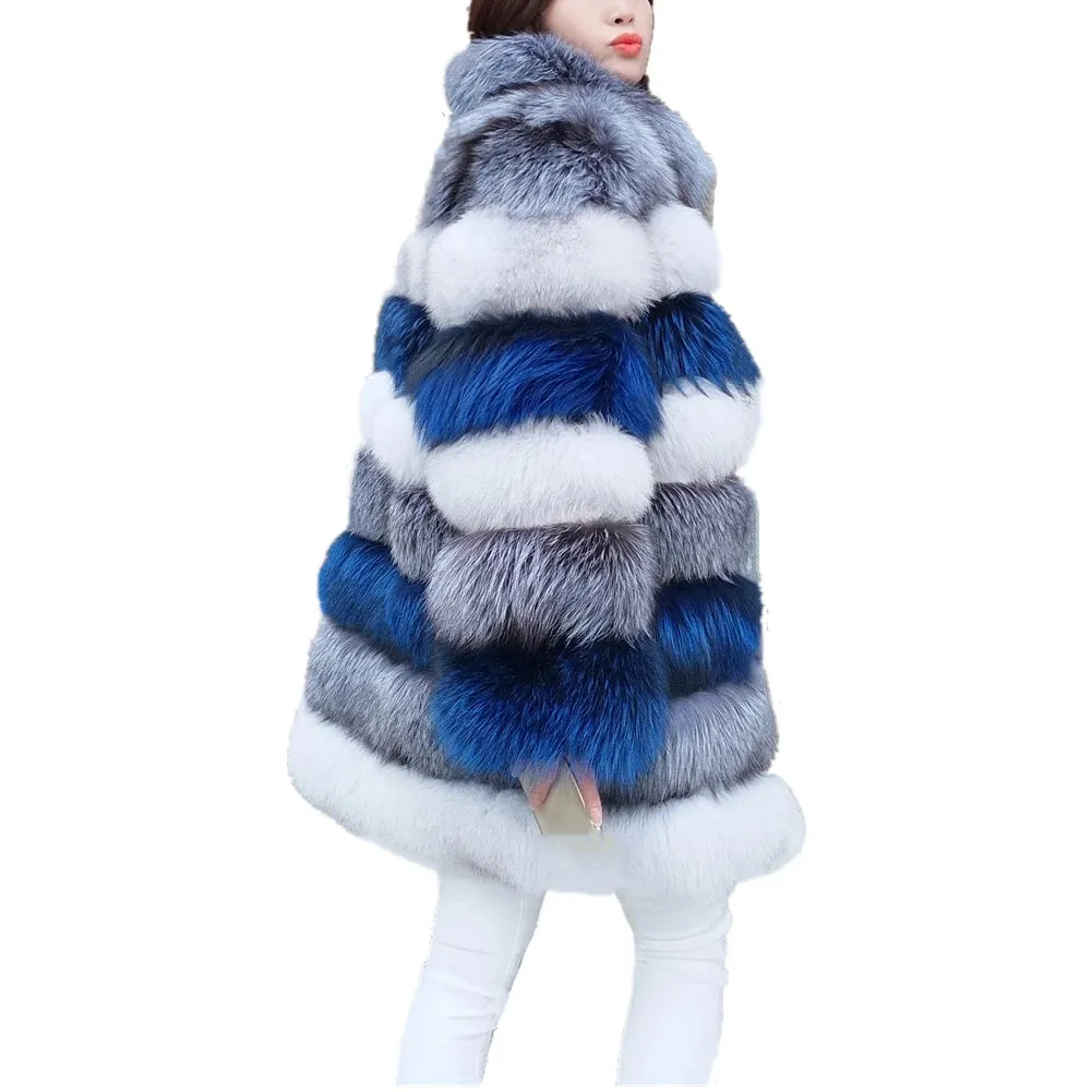 Luxury Long Sleeve Stand Faux Fur Coat