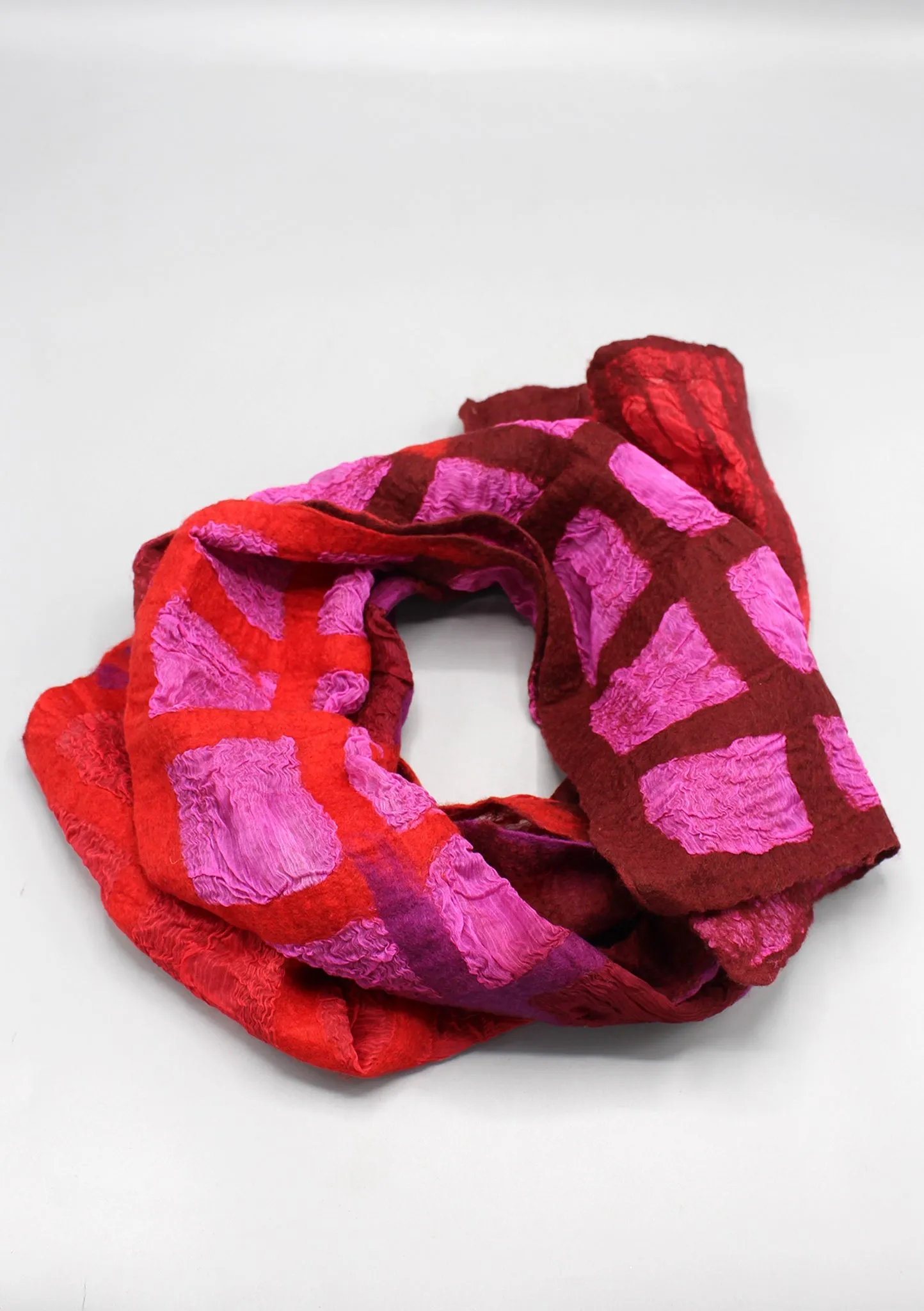 Maroon and Pink Mix Hand Felted Scarf