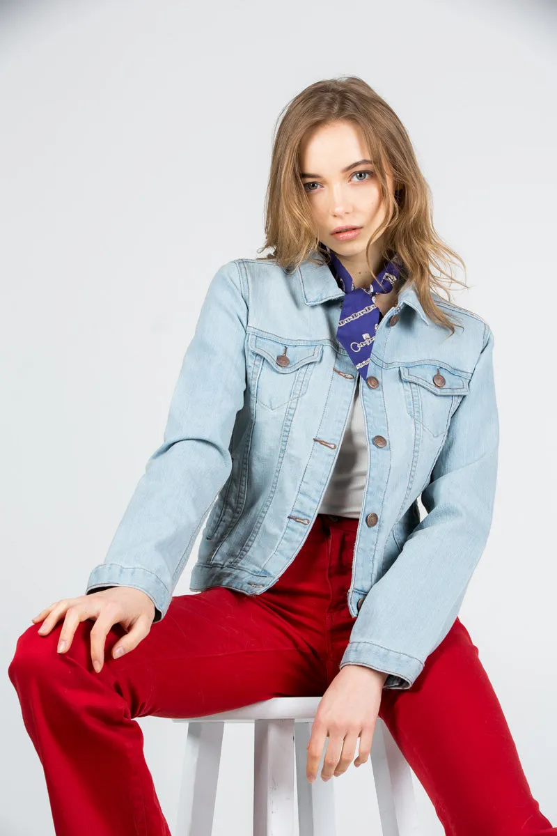 Melrose Cropped Denim Jacket Mauve