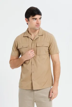 Men Beige Utility Shirt