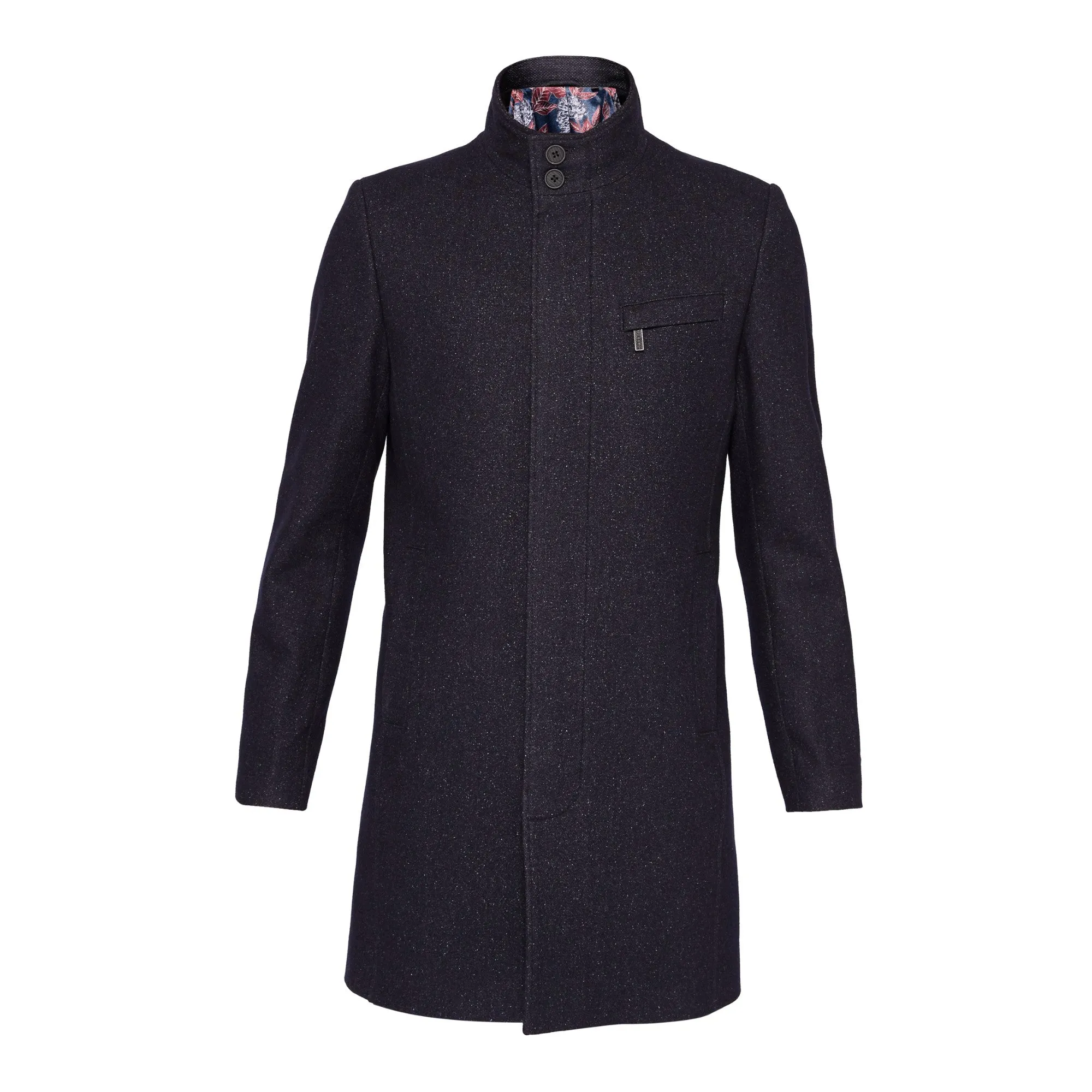 Men Mmo-Marvin-Ta7M-Wool Funnel Neck Overcoat - Dk-Blue