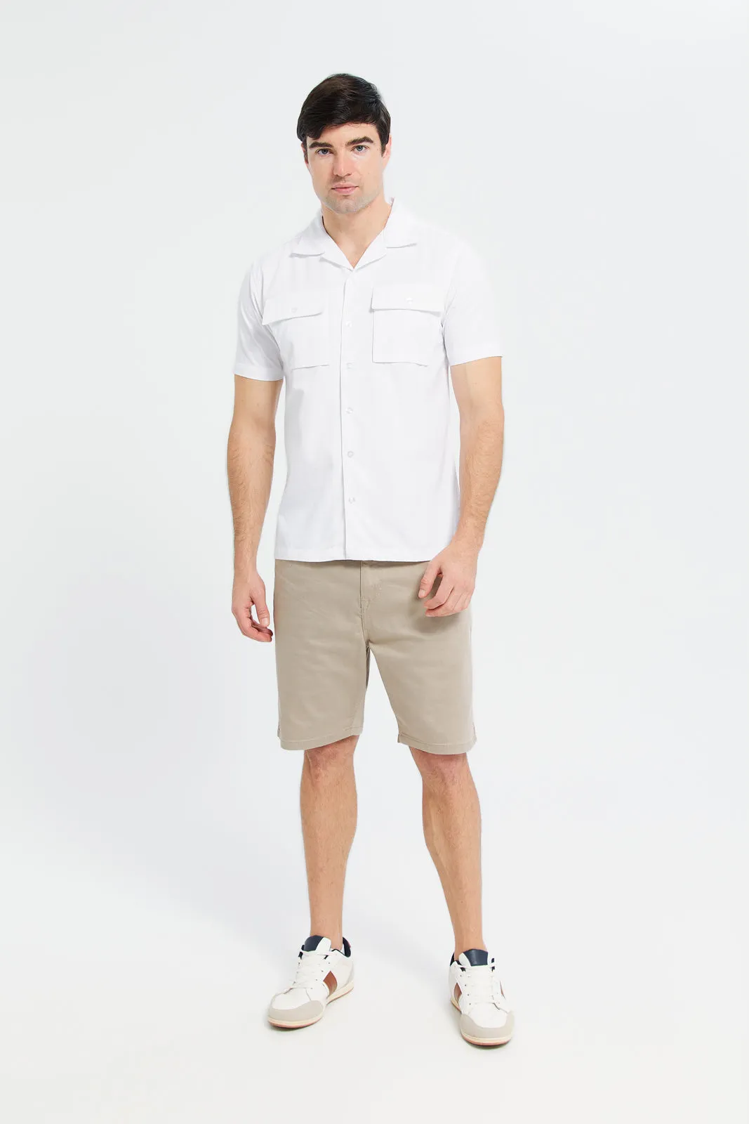 Men White Utility Shirt