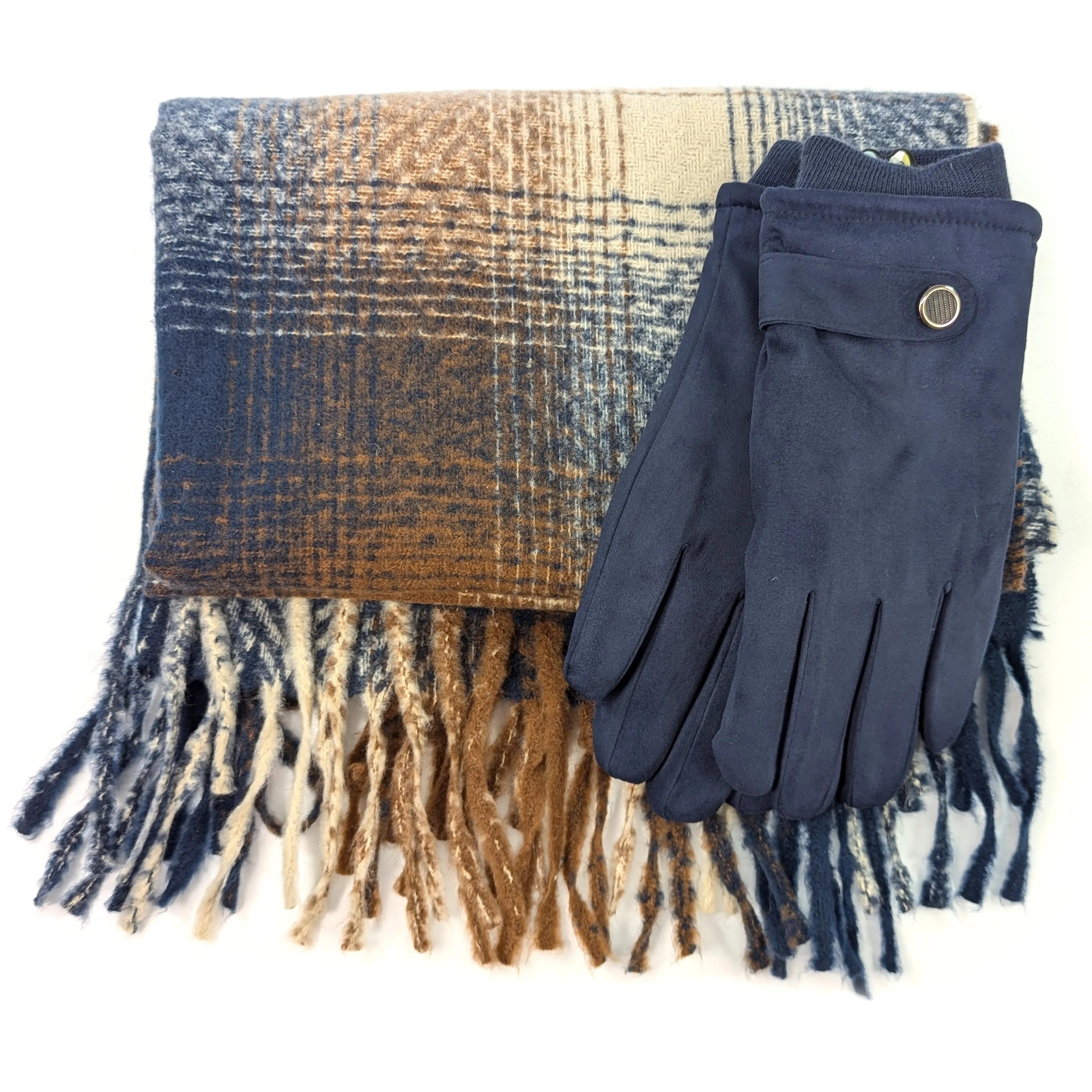 Mens Scarf & Glove Gift Set - Blue