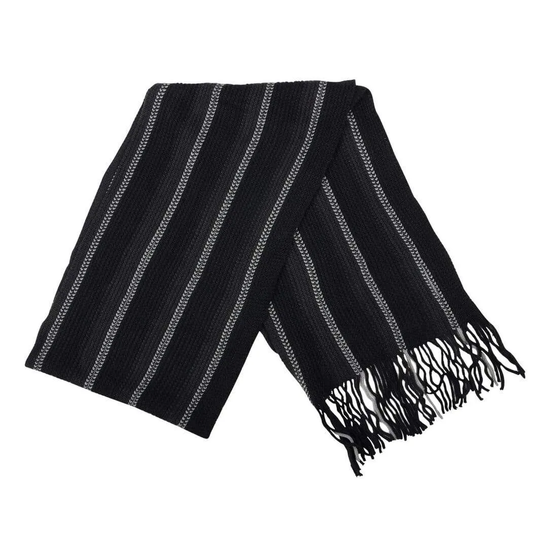 Mens Scarf Traditional Soft Knit Design With Fringe