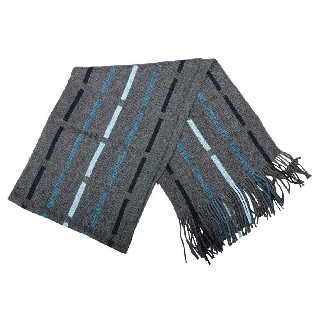 Mens Scarf Traditional Soft Knit Design With Fringe