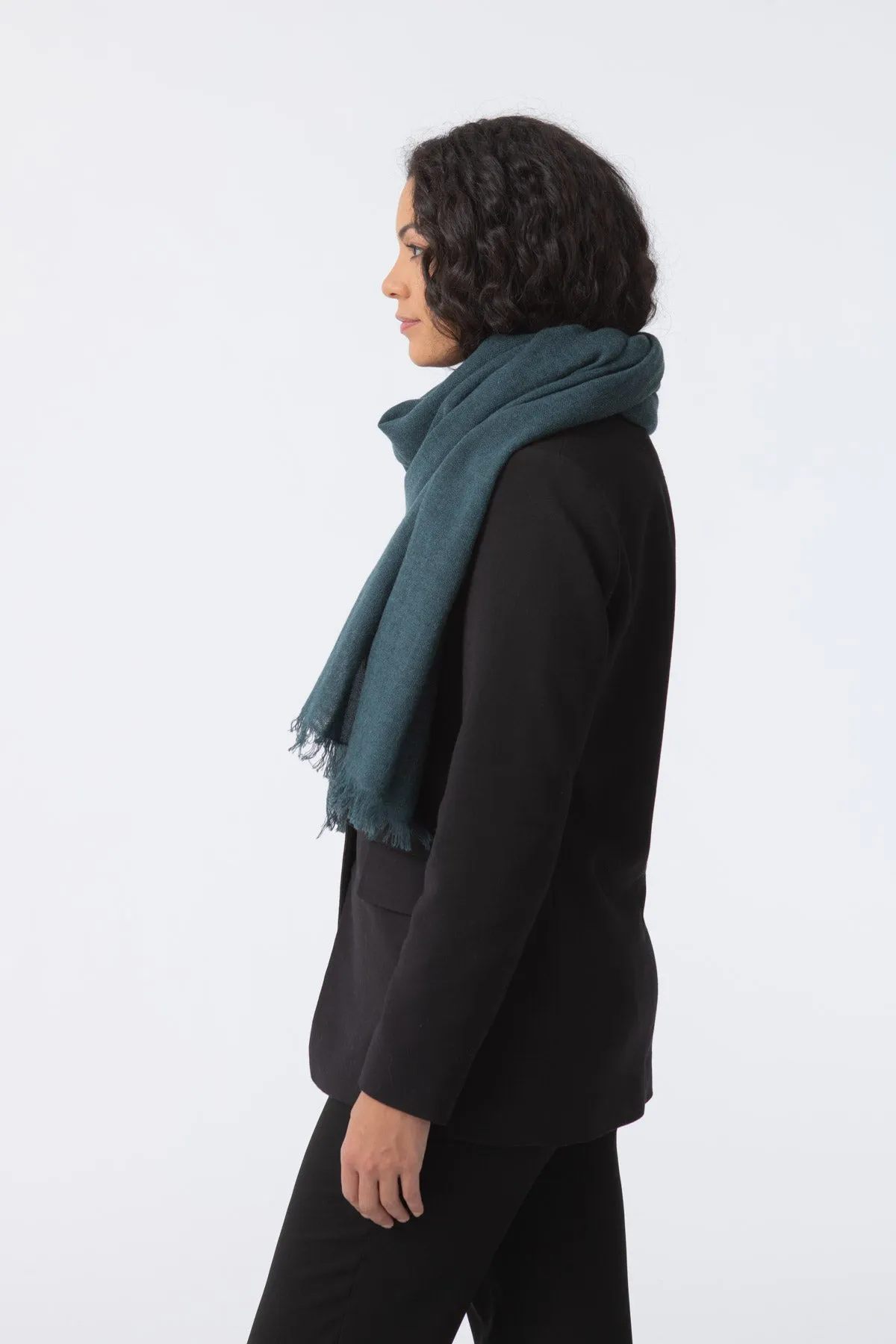 Merino Woven Scarf in Dragonfly Green