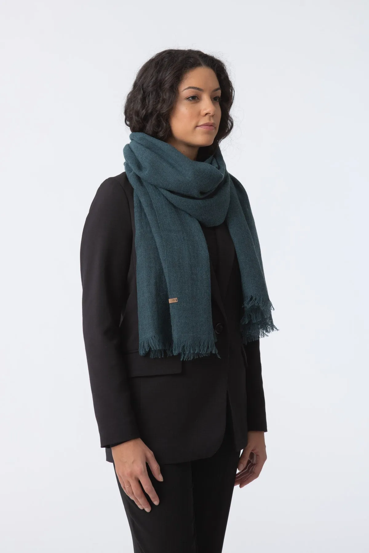 Merino Woven Scarf in Dragonfly Green