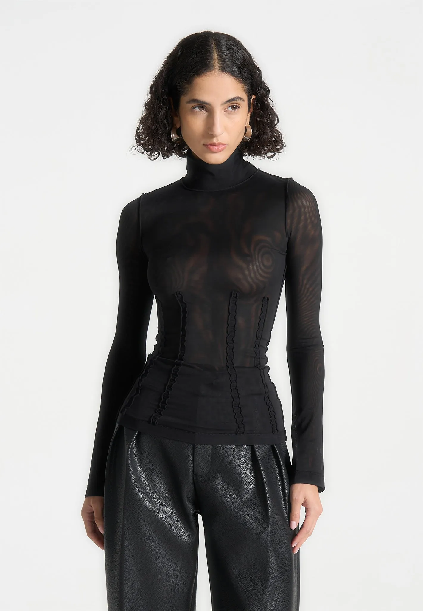 Mesh Double Layer Top - Black