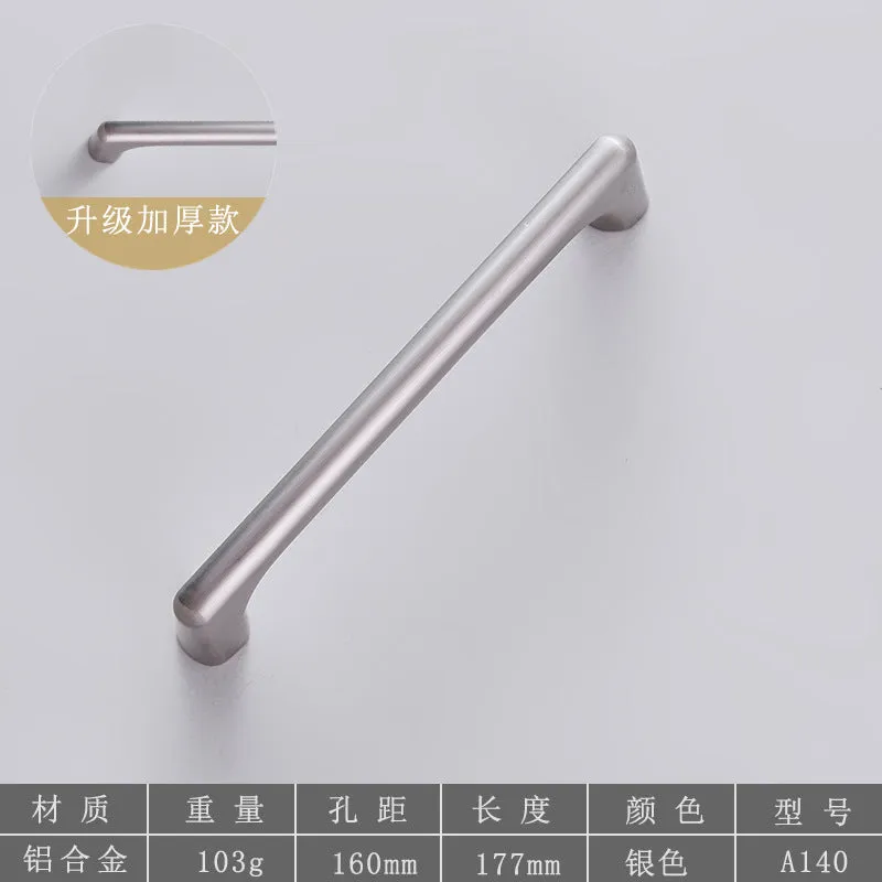 Metal Handle Aluminum Alloy Wardrobe Door Handle Black Drawer Handle Chinese Light Luxury Modern Minimalist