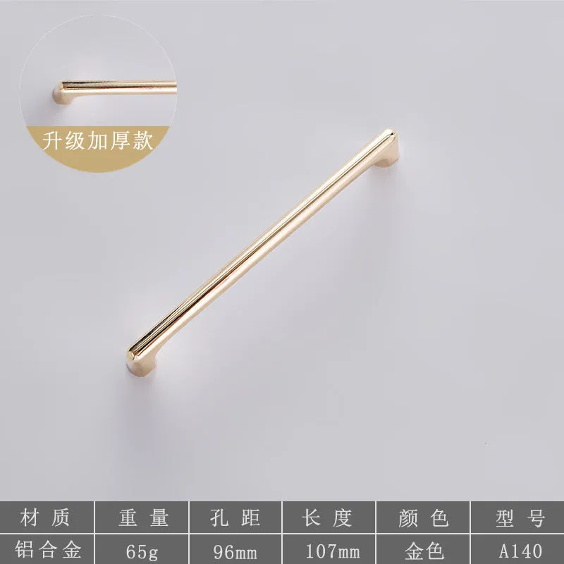 Metal Handle Aluminum Alloy Wardrobe Door Handle Black Drawer Handle Chinese Light Luxury Modern Minimalist