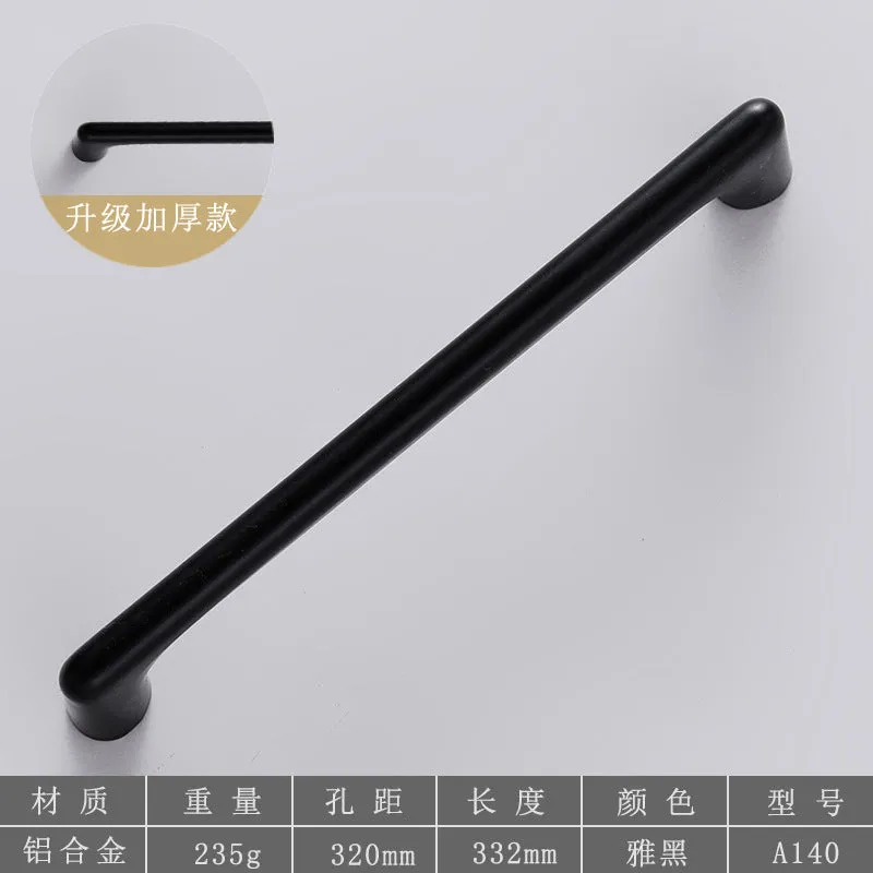 Metal Handle Aluminum Alloy Wardrobe Door Handle Black Drawer Handle Chinese Light Luxury Modern Minimalist