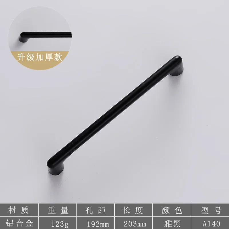 Metal Handle Aluminum Alloy Wardrobe Door Handle Black Drawer Handle Chinese Light Luxury Modern Minimalist