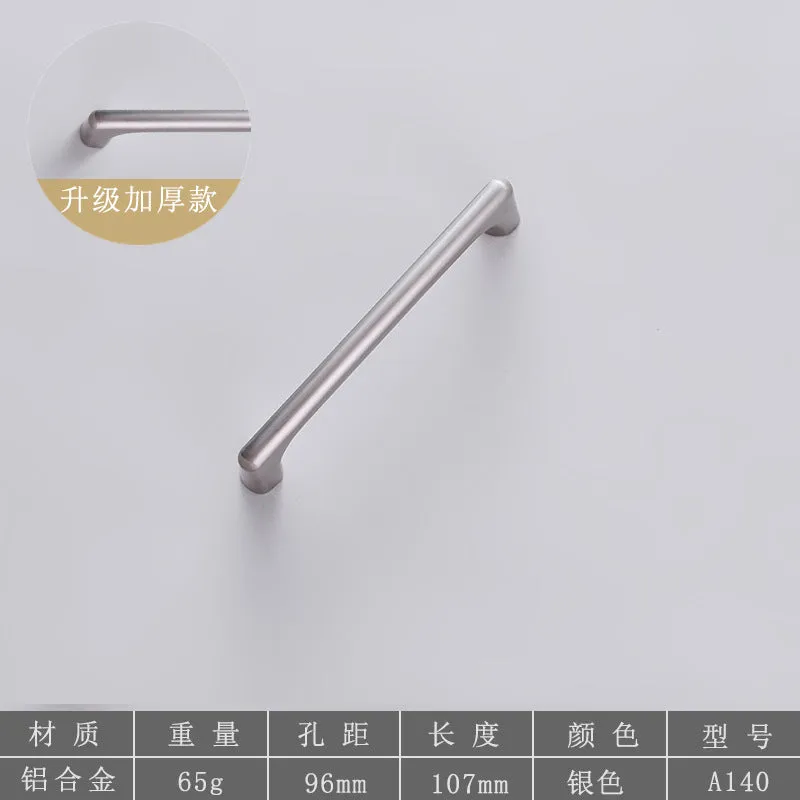 Metal Handle Aluminum Alloy Wardrobe Door Handle Black Drawer Handle Chinese Light Luxury Modern Minimalist