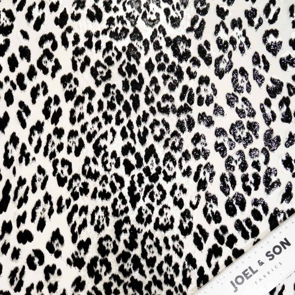 Monochrome Leopard Patterned Devoré Velvet