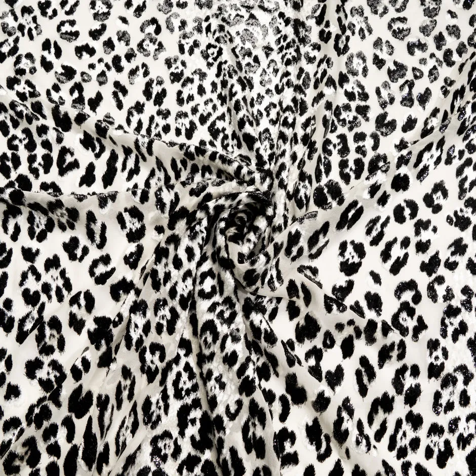 Monochrome Leopard Patterned Devoré Velvet