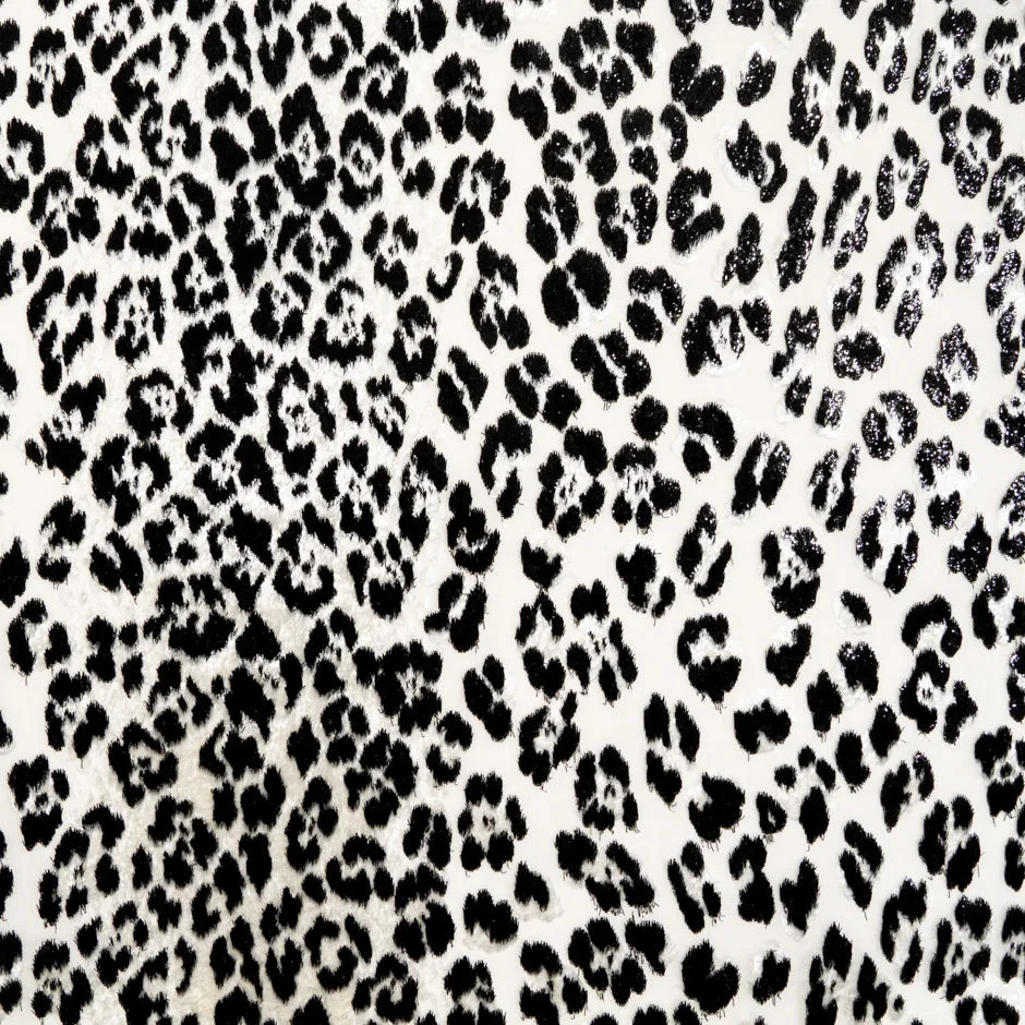 Monochrome Leopard Patterned Devoré Velvet