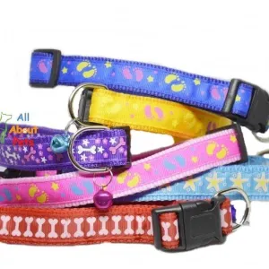 Multi Color Collars For Dogs - Bone & Paw Print