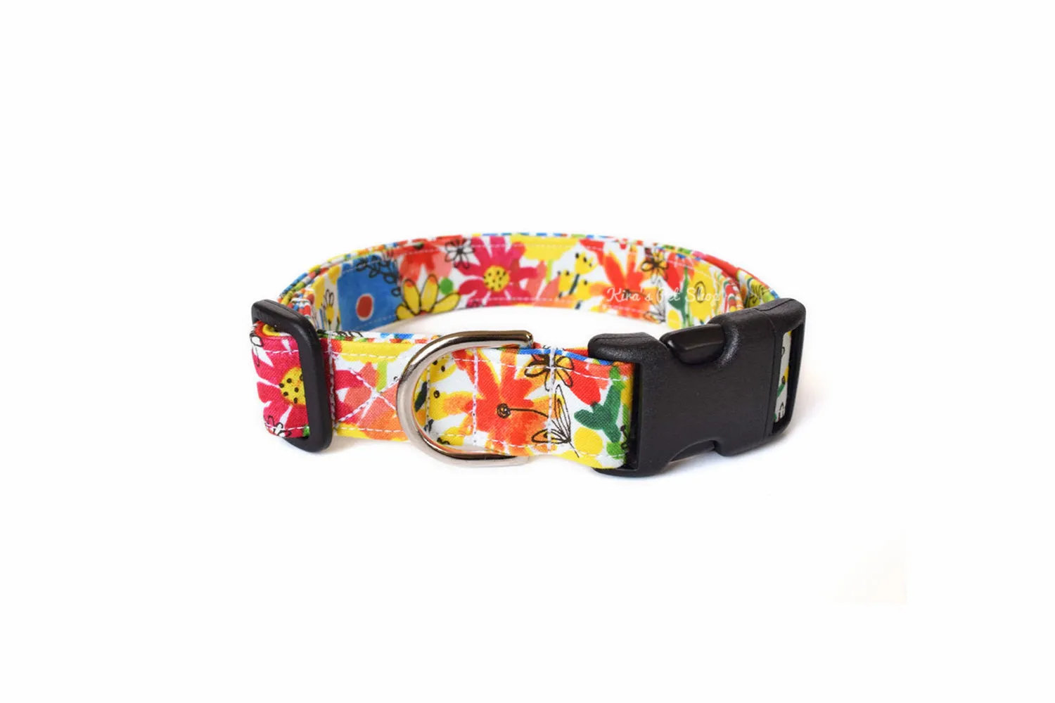 Multicolor Painted Floral Dog Collar