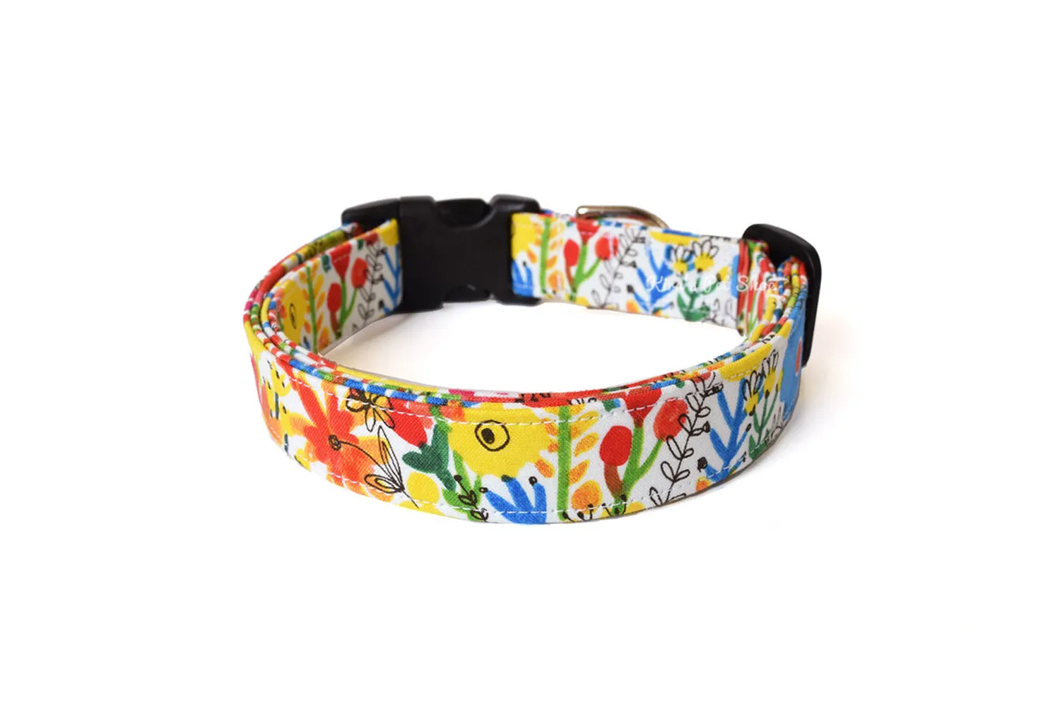 Multicolor Painted Floral Dog Collar