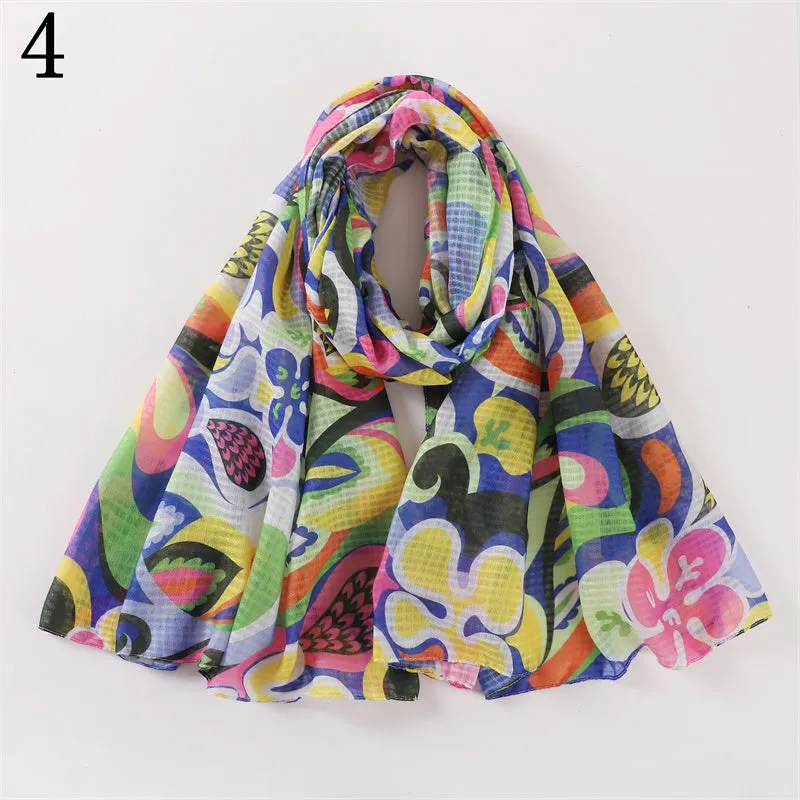 MYP014  Floral print scarf Beach scarf