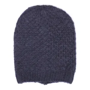 Navy Blue Ringlet Textured Slouchy Beanie