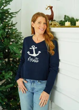 Navy Nauti V-Neck Sweater