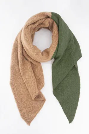 Nora Heavyweight Scarf - Khaki/Camel, Colour Block