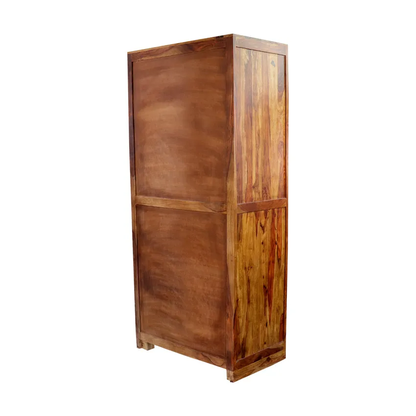 Noric Caspean Handcarved 2 Door Wardrobe with Wheel Castor