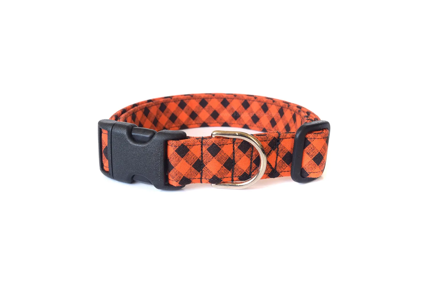 Orange & Black Plaid Dog Collar