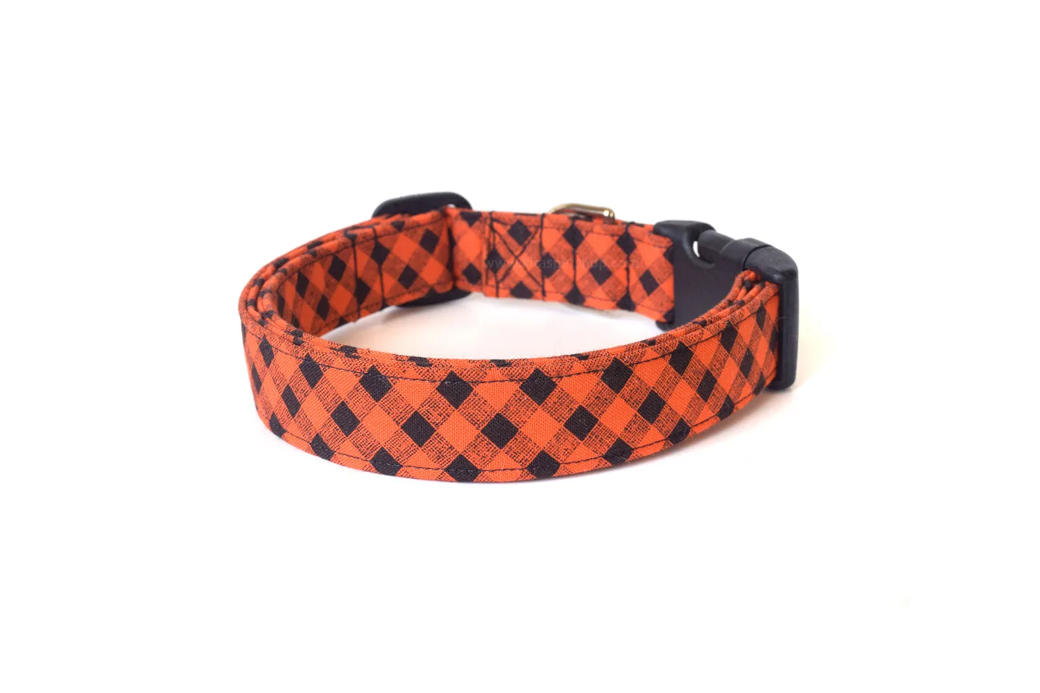 Orange & Black Plaid Dog Collar