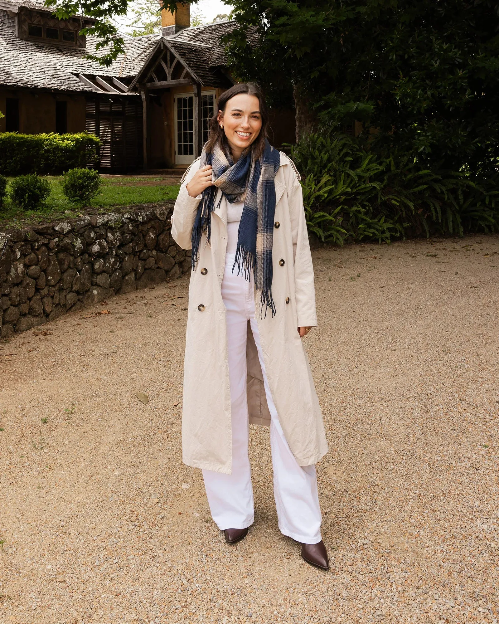 Oxford Scarf in Plaid Navy