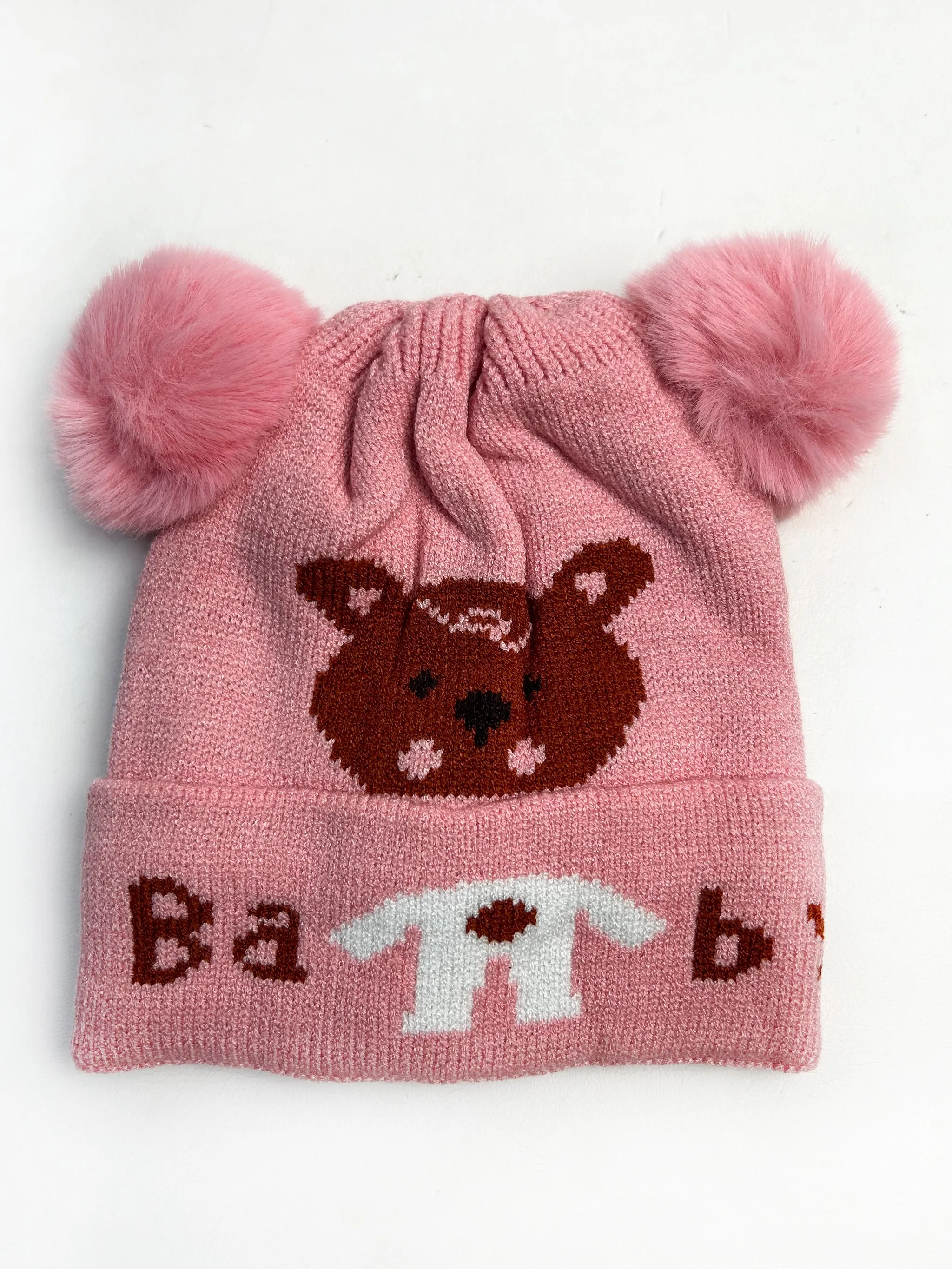 Pink Beanie Winter Caps For Kids/Unisex Winter Hat/Warm Knitted Beanie for Kids KWC23