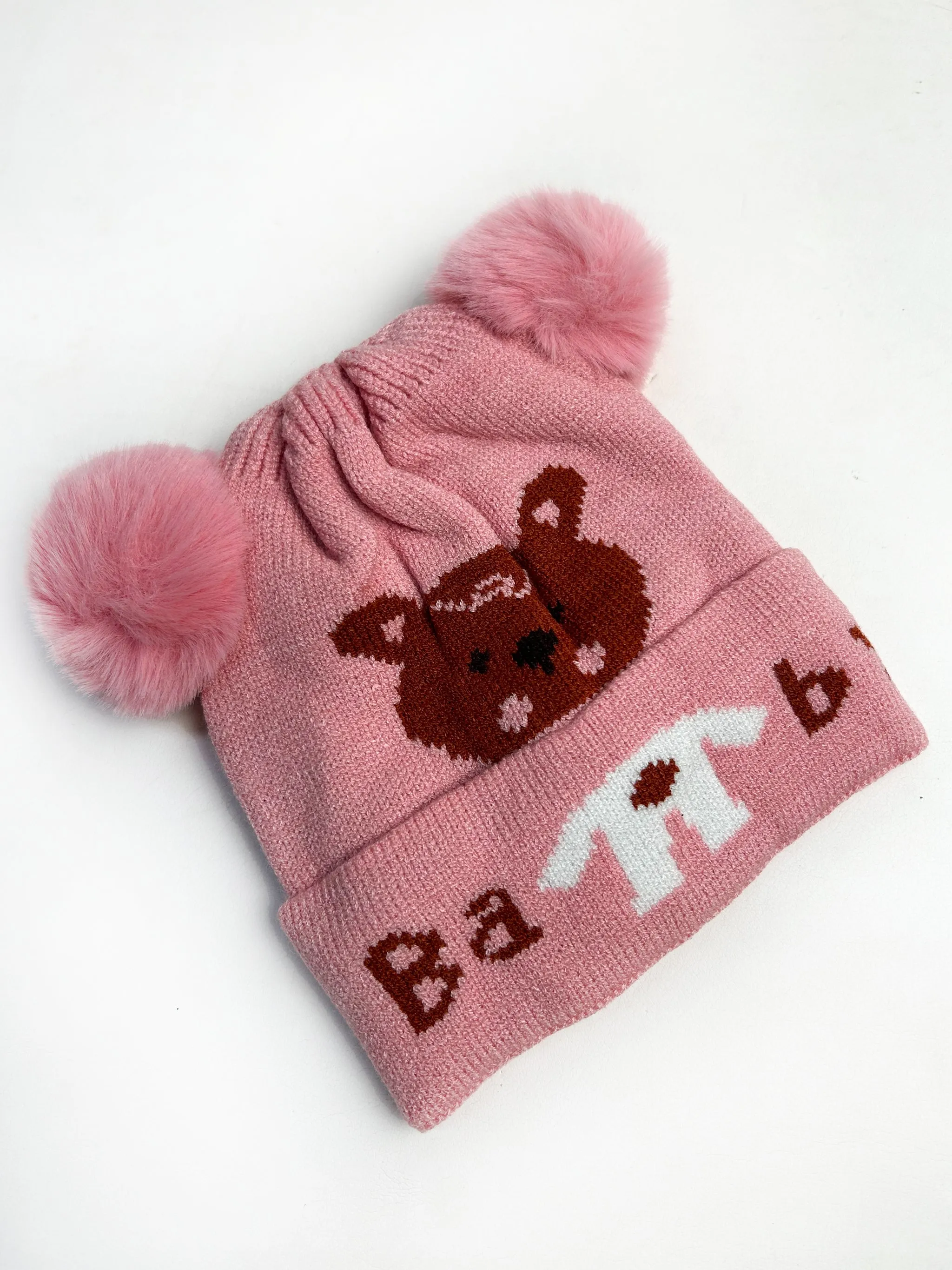 Pink Beanie Winter Caps For Kids/Unisex Winter Hat/Warm Knitted Beanie for Kids KWC23