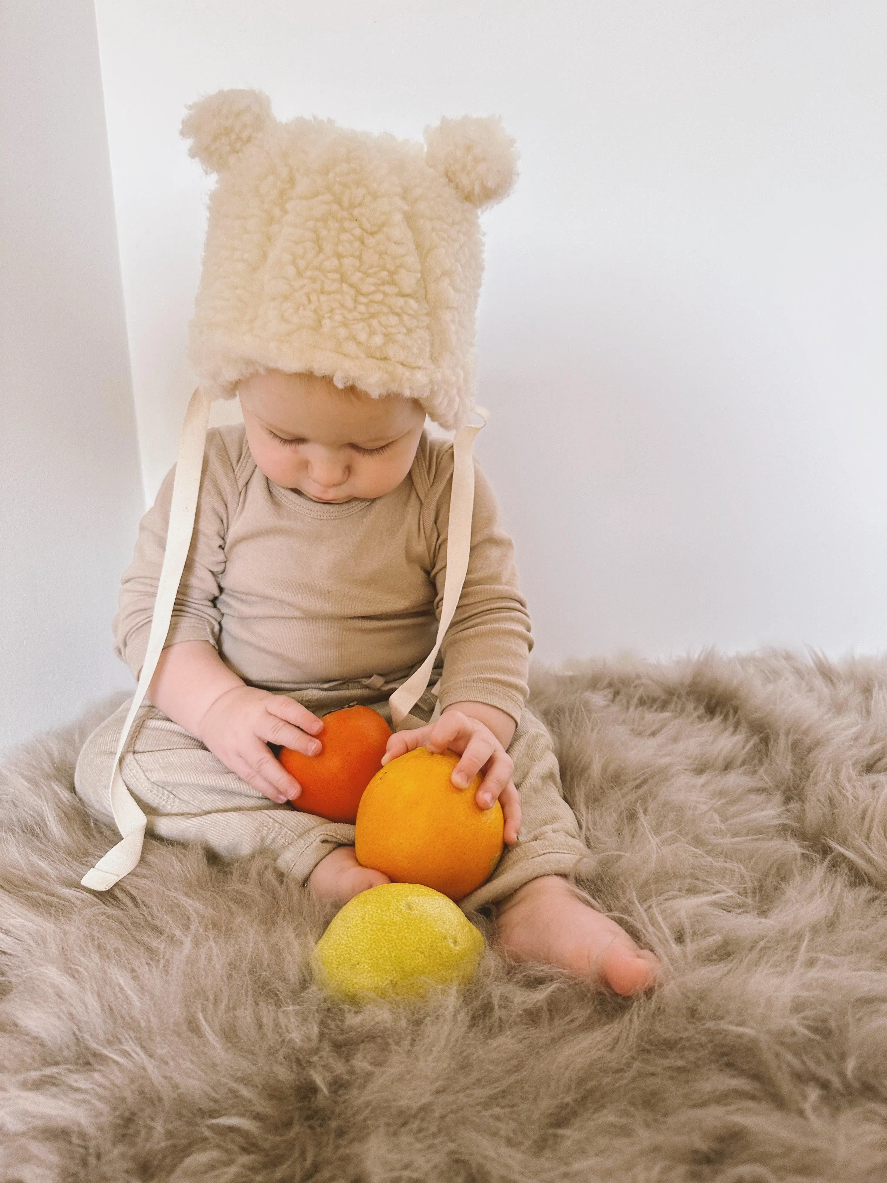 Pink Bear Woolen Baby Hat