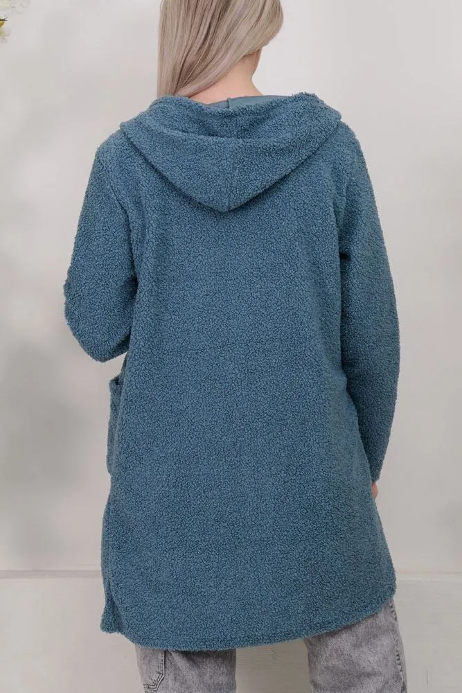 Plain Hooded Viscose Cardigan